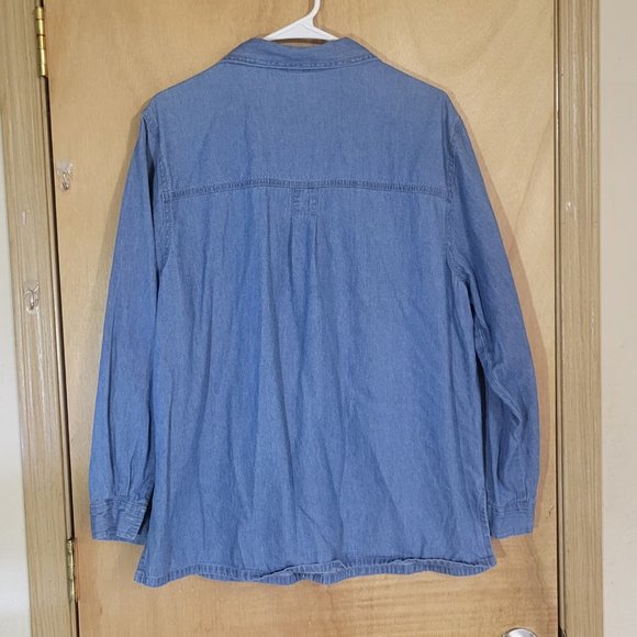 💜Passion-I XL Shirt Embroidered Birds & Homes Long Sleeve Button Up - Picture 3 of 6